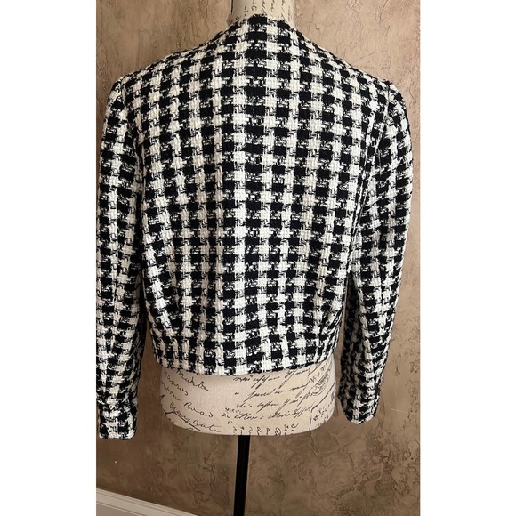 Tahari Cropped Black and White Tweed Jacket - S - Picture 6 of 8